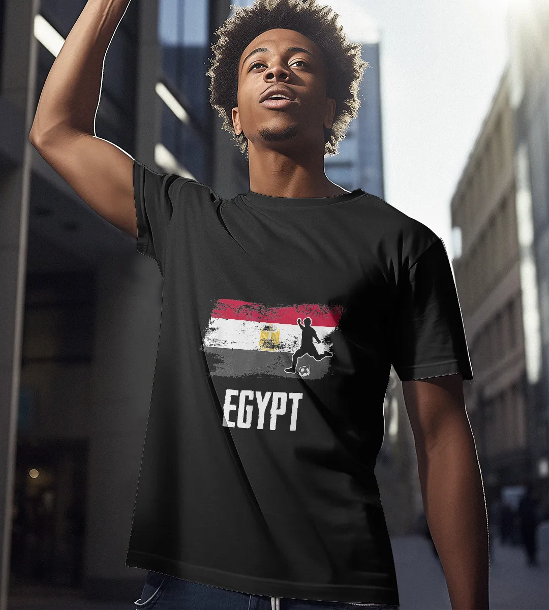 1sttheworld T-Shirt - Egypt Flag Jersey Soccer Team T-Shirt Black A35