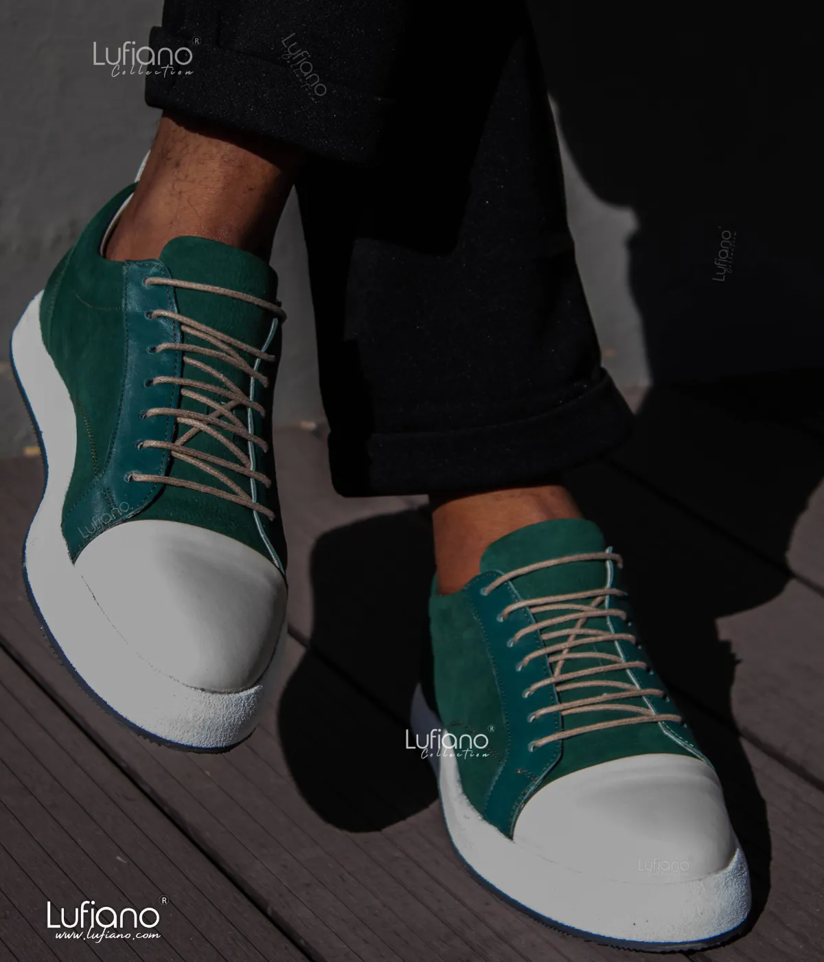 217 - Lufiano Leather Sneaker- Green-White