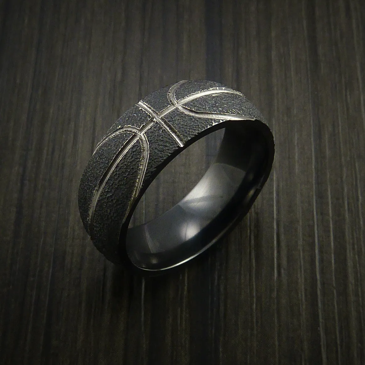 Black Titanium Basketball Inspired Men's Ring