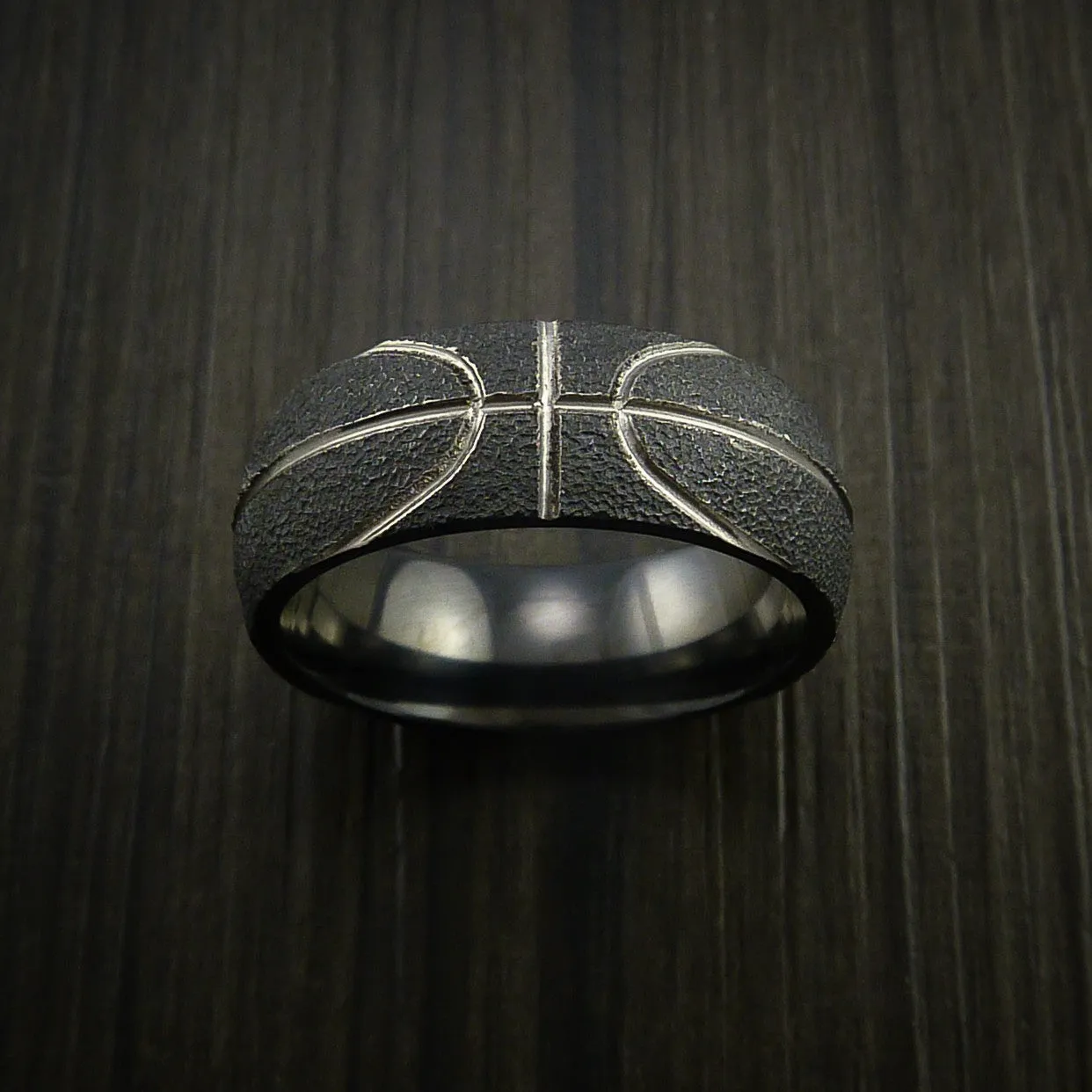 Black Zirconium Basketball Inspired Men's Ring