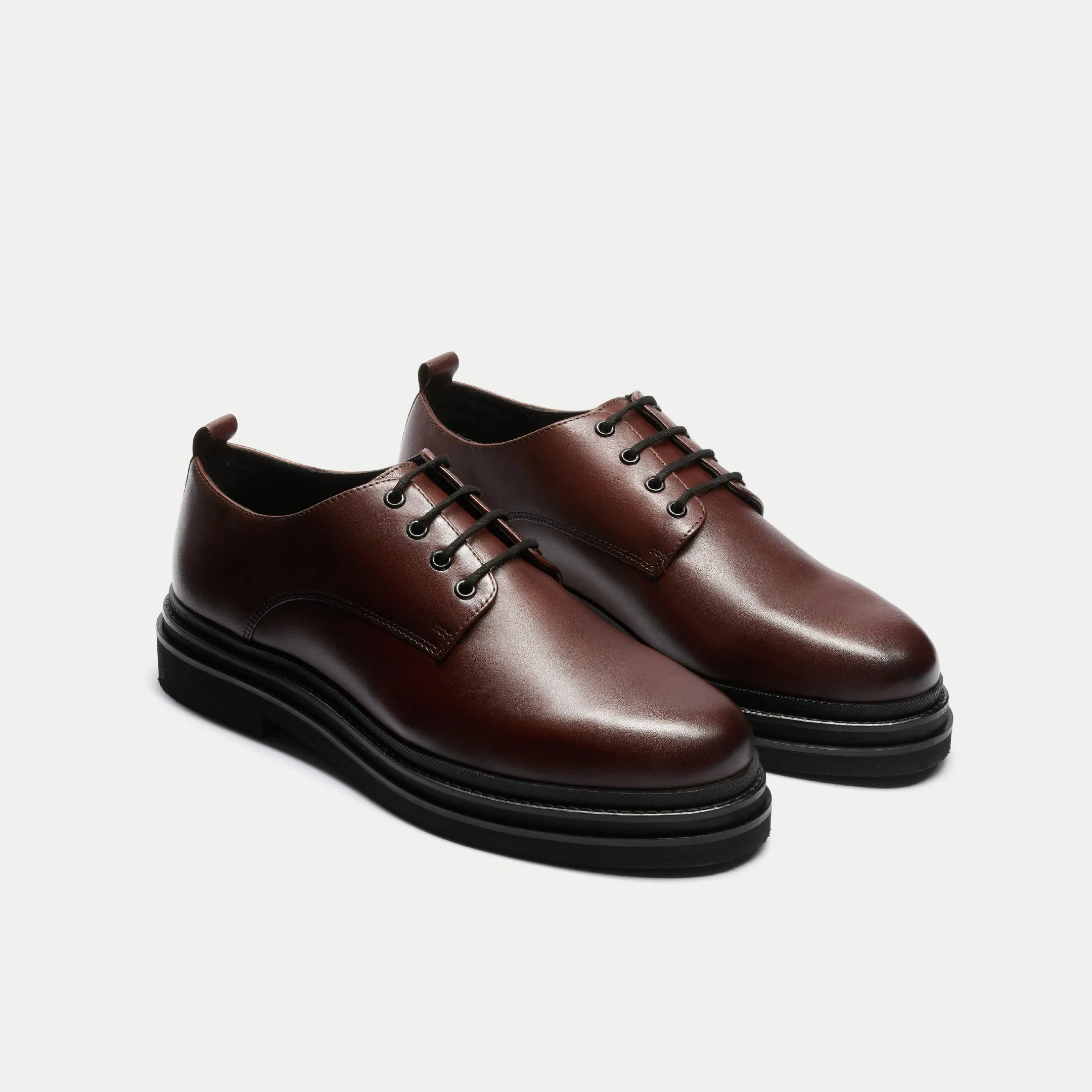 Brown Leather Brooklyn Derby Shoe.