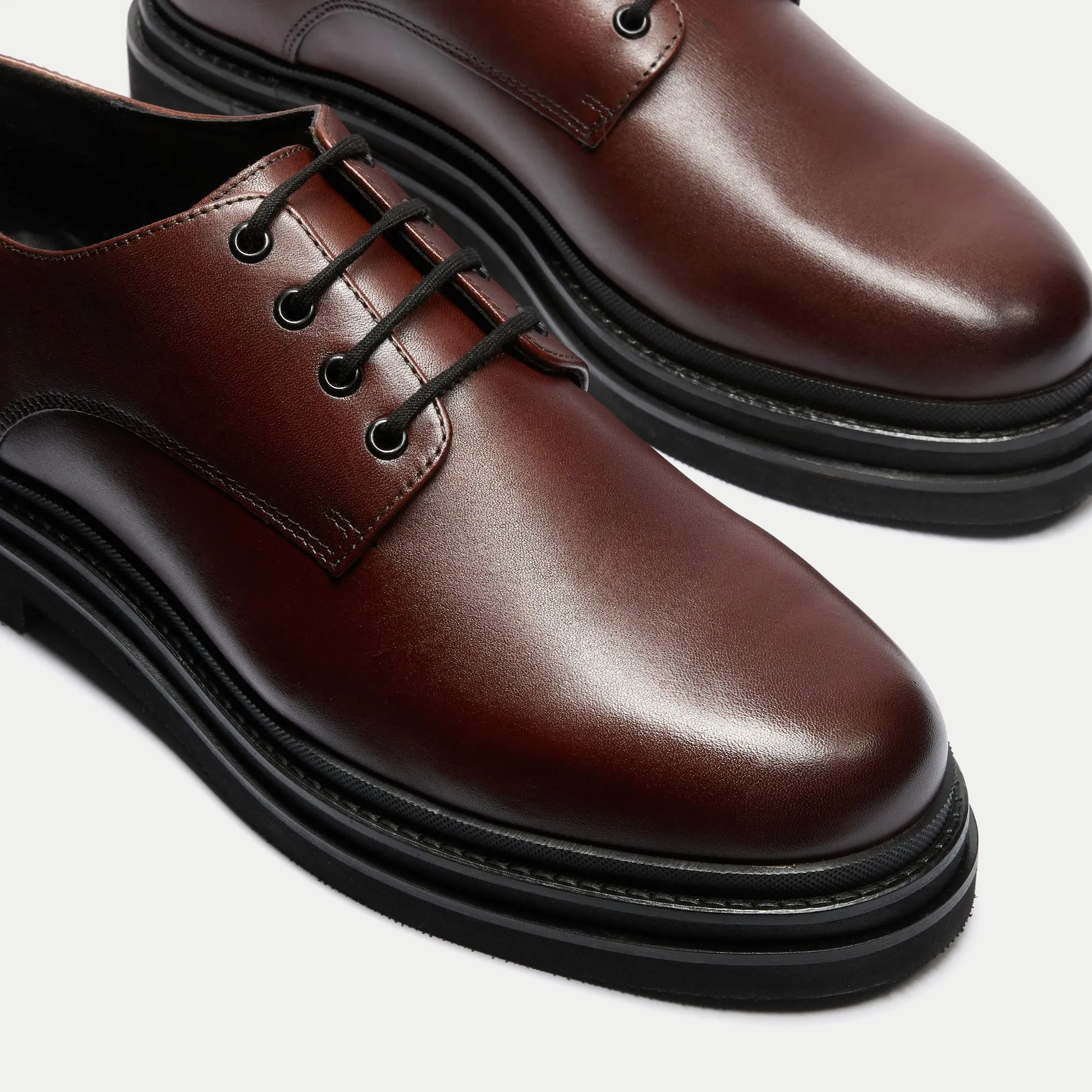 Brown Leather Brooklyn Derby Shoe.