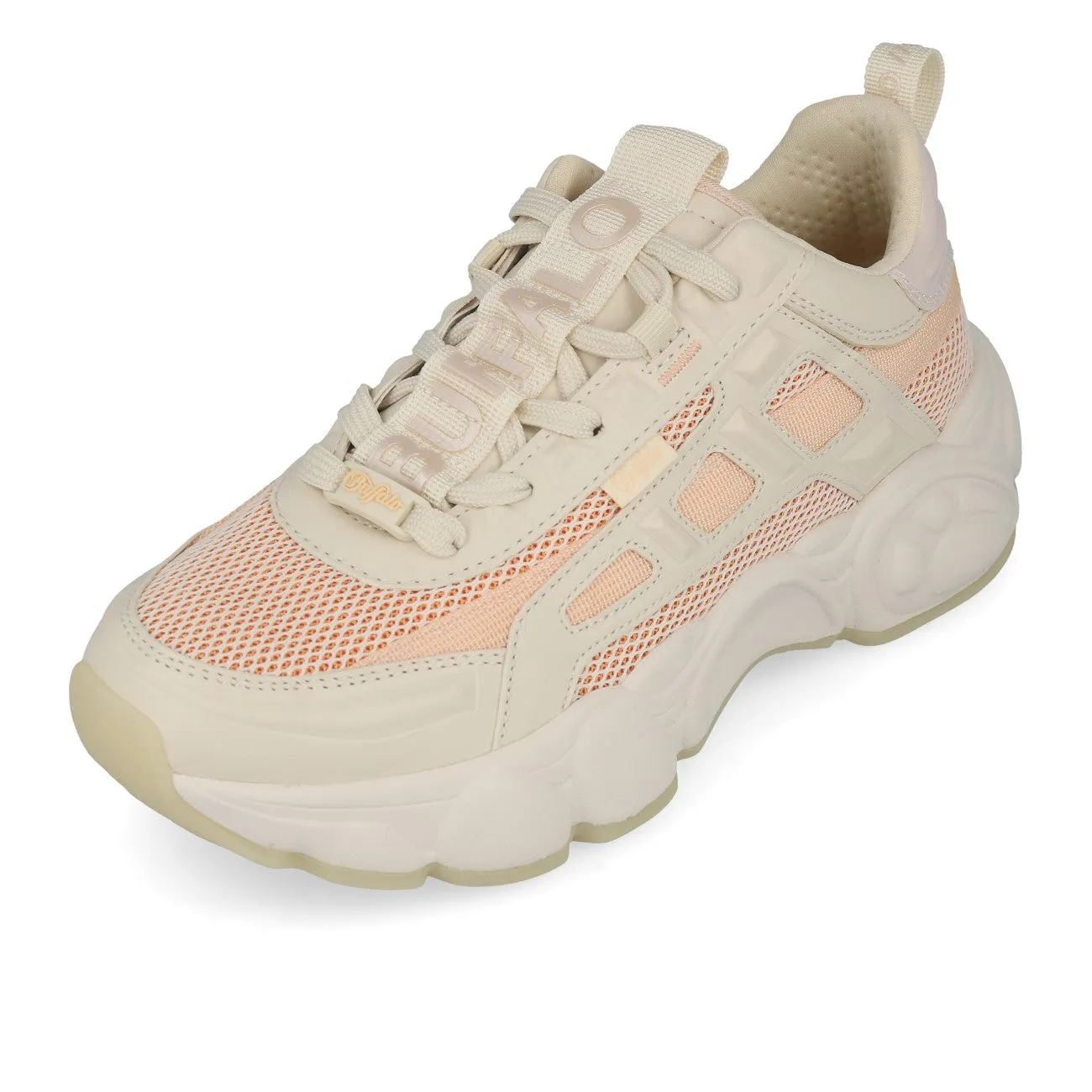 Buffalo Cld Run Boom Sneaker Low Damen Vegan Nappa Mesh Peach Beige