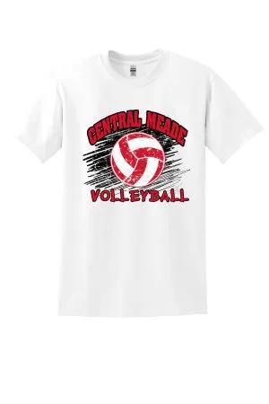 Central Meade Volleyball White Fanfare-Black/Red