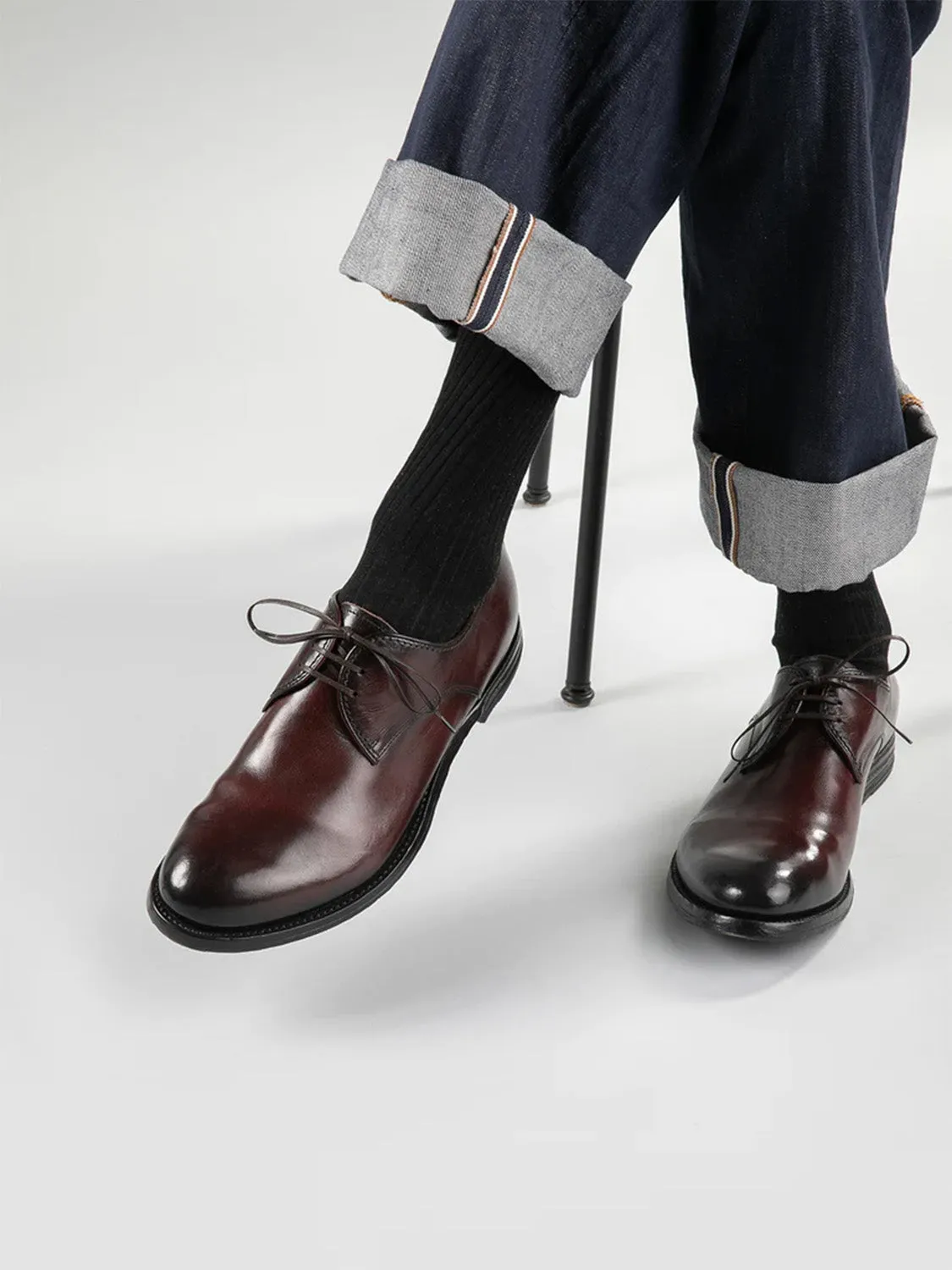 Derby Leather Shoes Burgundy