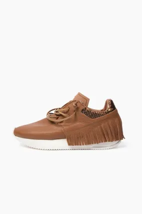 Esseutesse Leather Fringe Sneaker - Saddle