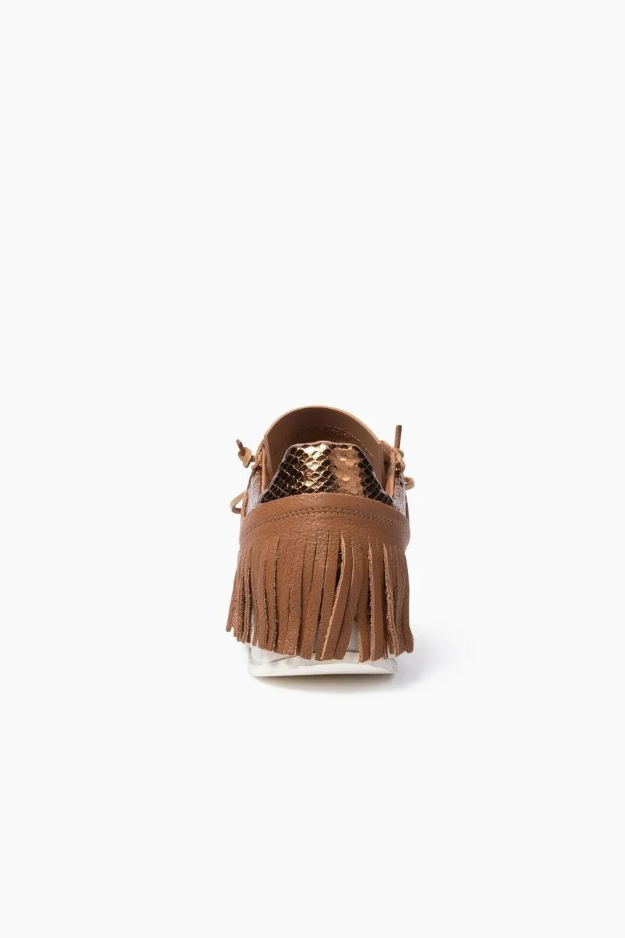 Esseutesse Leather Fringe Sneaker - Saddle