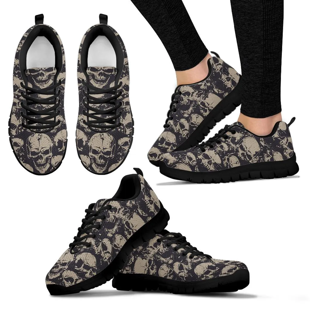 Gray Skulls Running Shoes