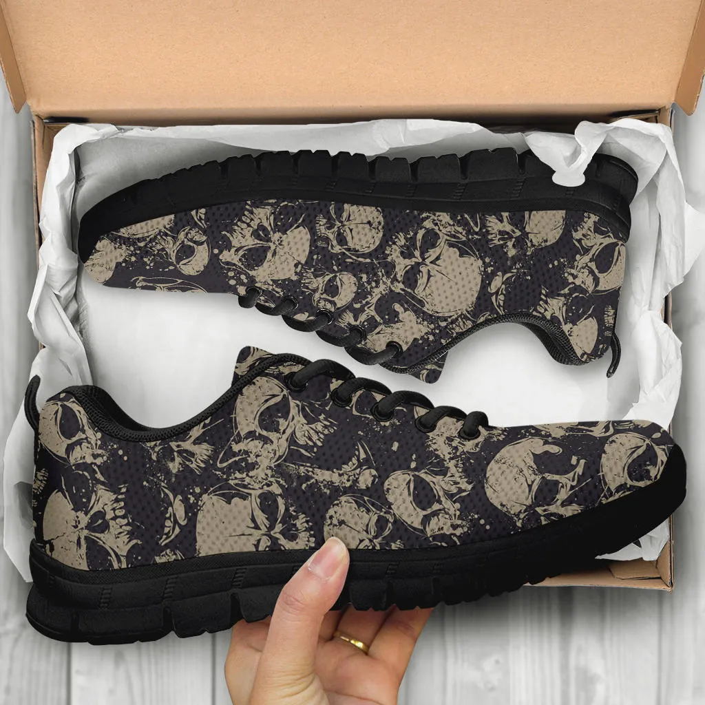 Gray Skulls Running Shoes