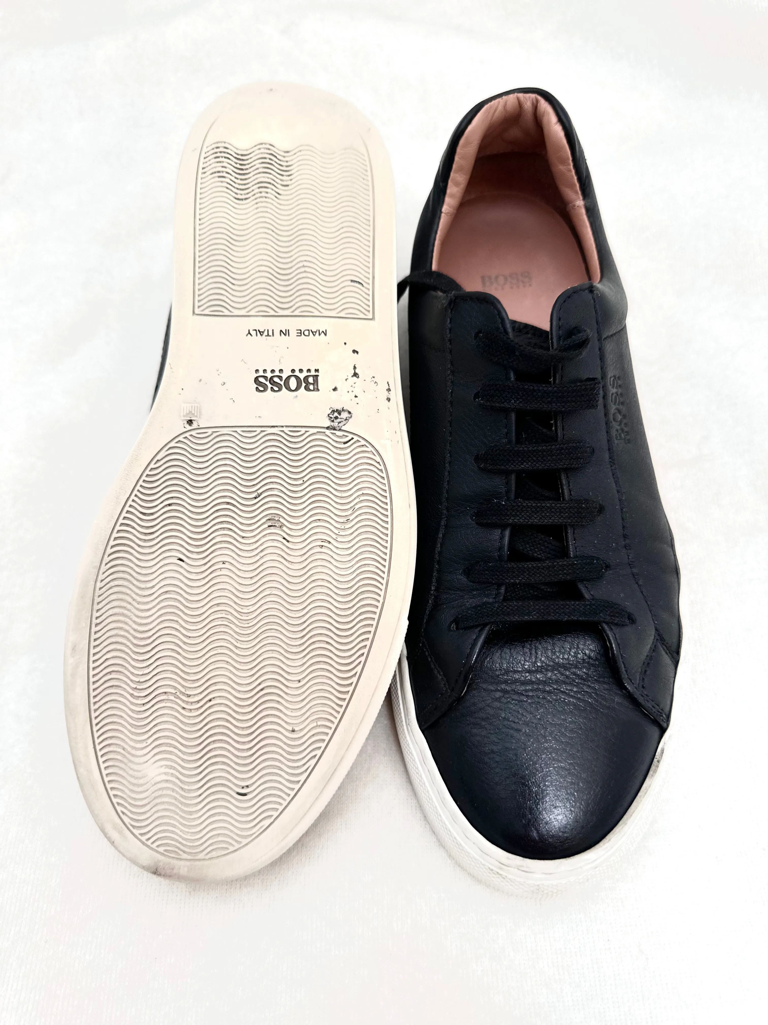 HUGO BOSS LEATHER SNEAKERS SHOES Size 37 (PREOWNED)