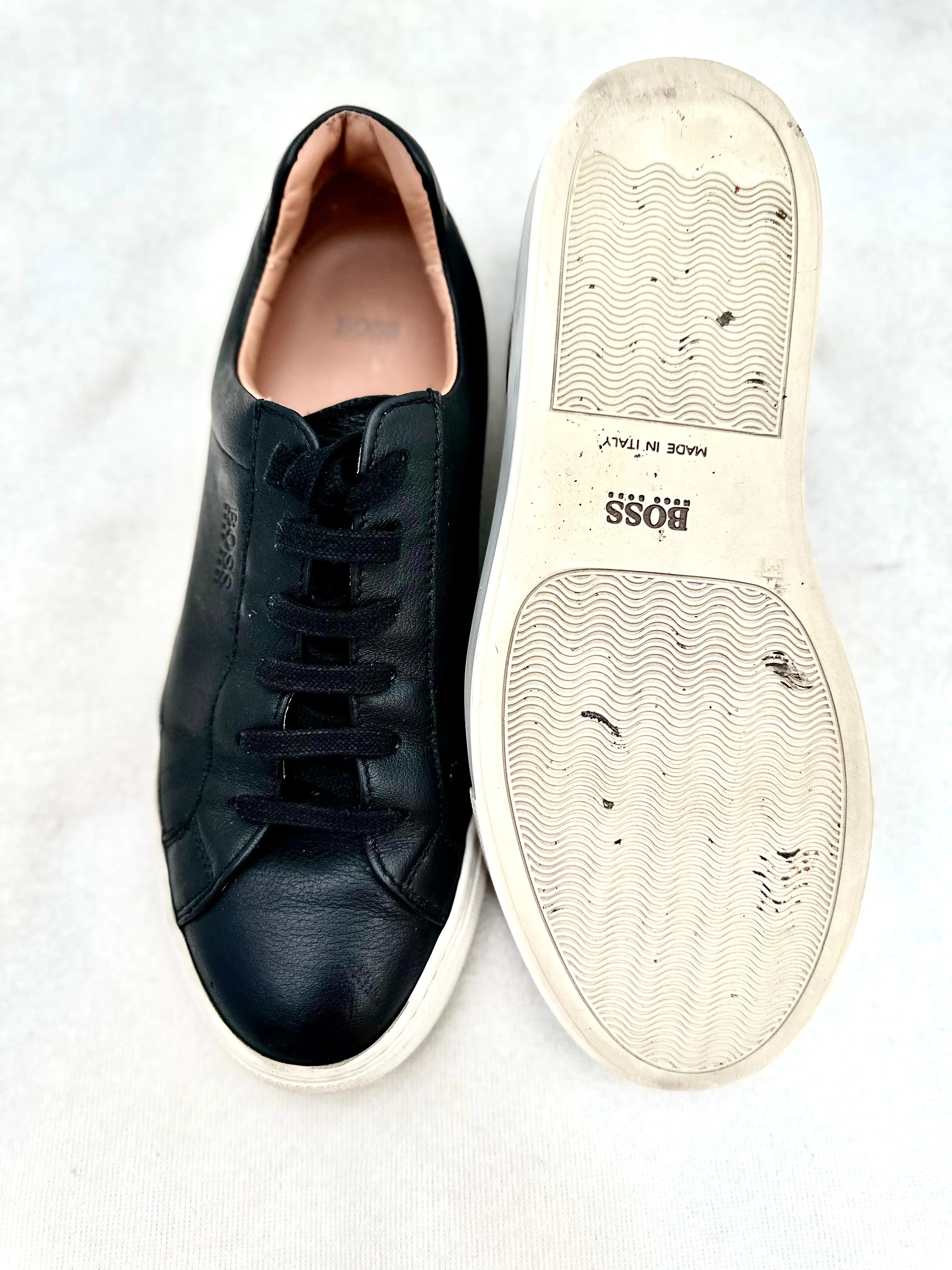 HUGO BOSS LEATHER SNEAKERS SHOES Size 37 (PREOWNED)