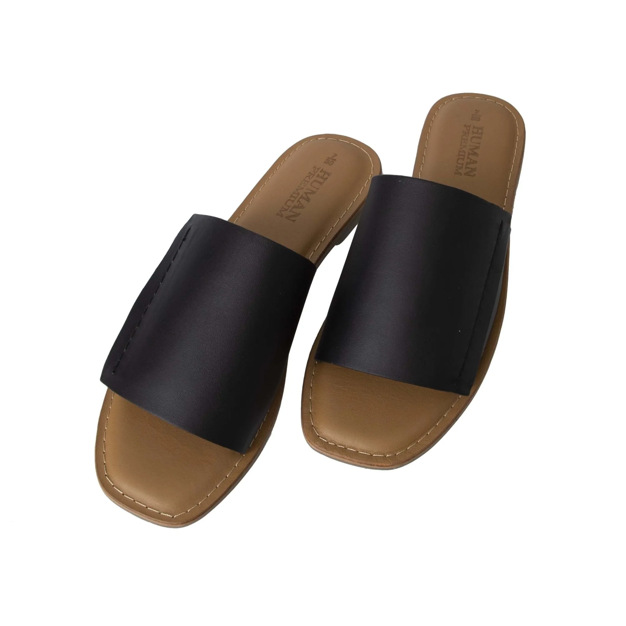 Human Shoes Oats Leather Slide in Black