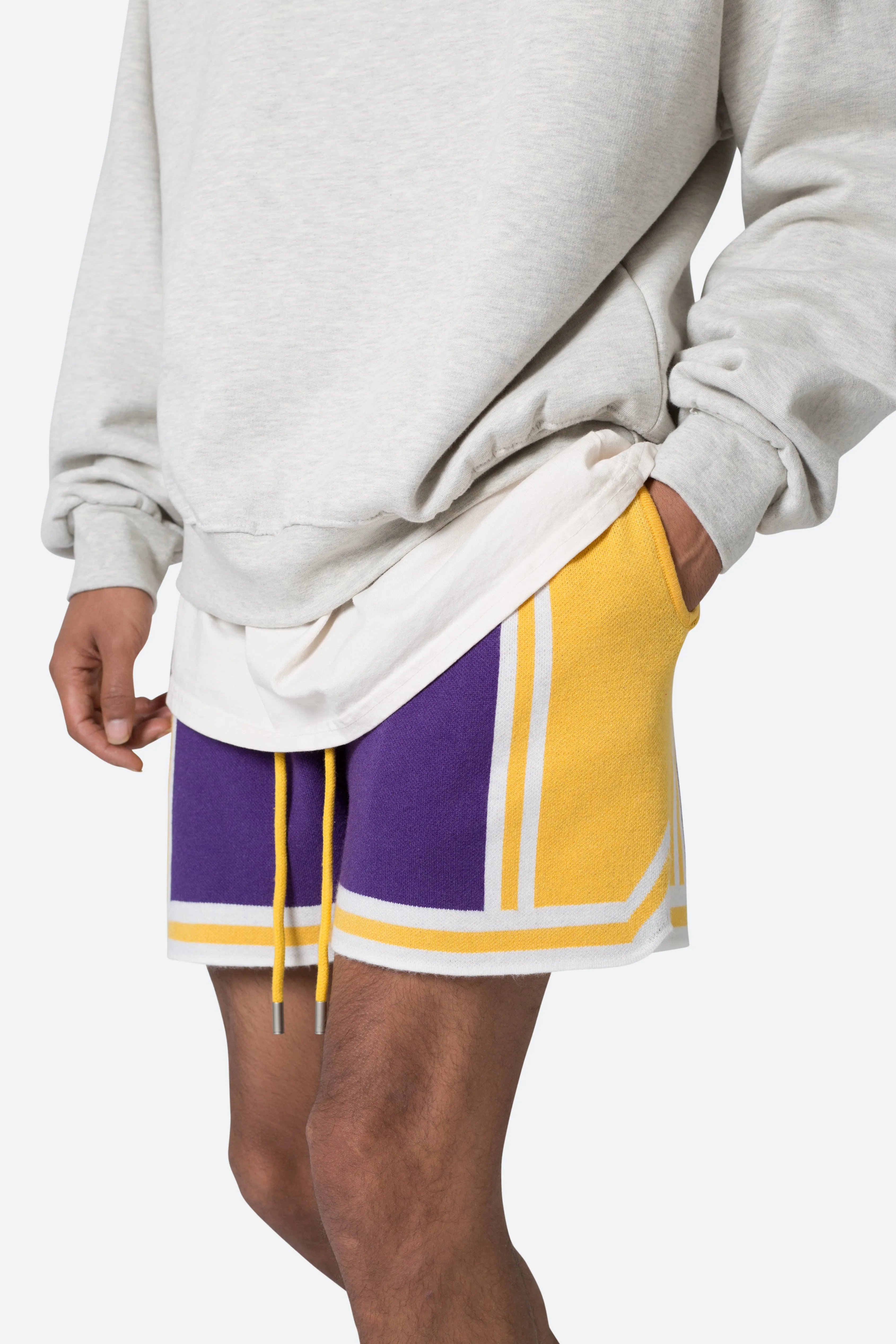 Knit Basketball Shorts - Purple/Yellow