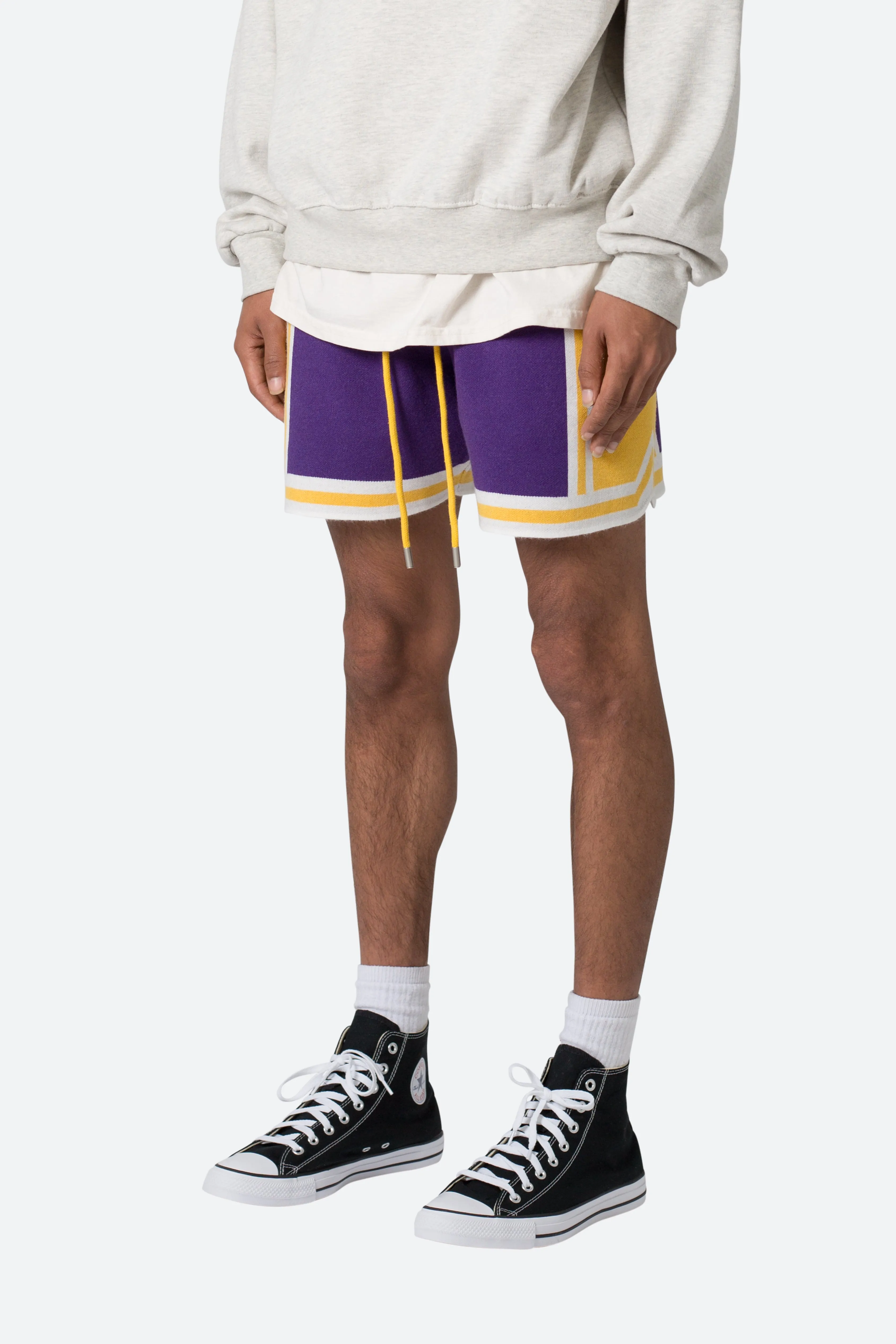 Knit Basketball Shorts - Purple/Yellow