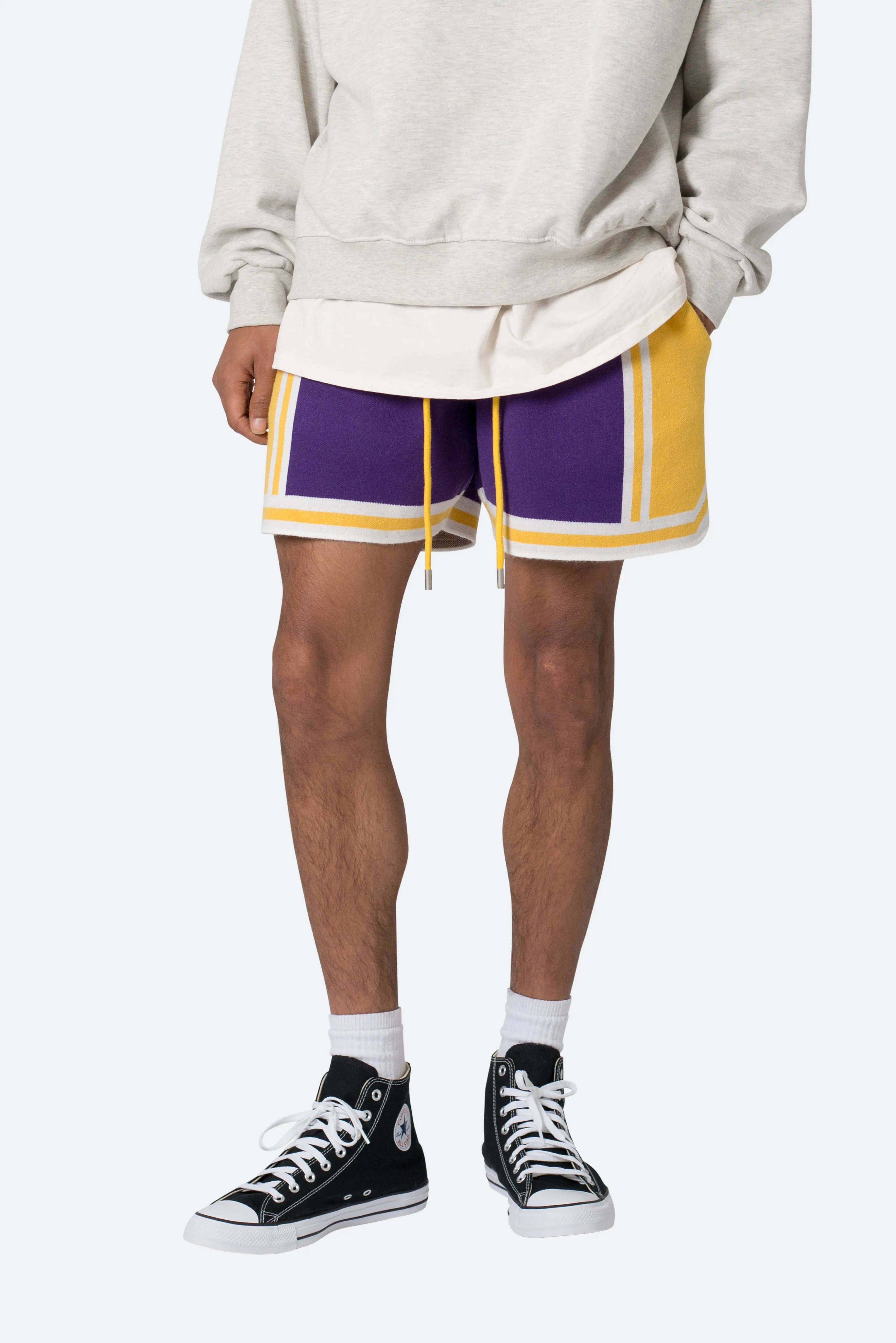 Knit Basketball Shorts - Purple/Yellow