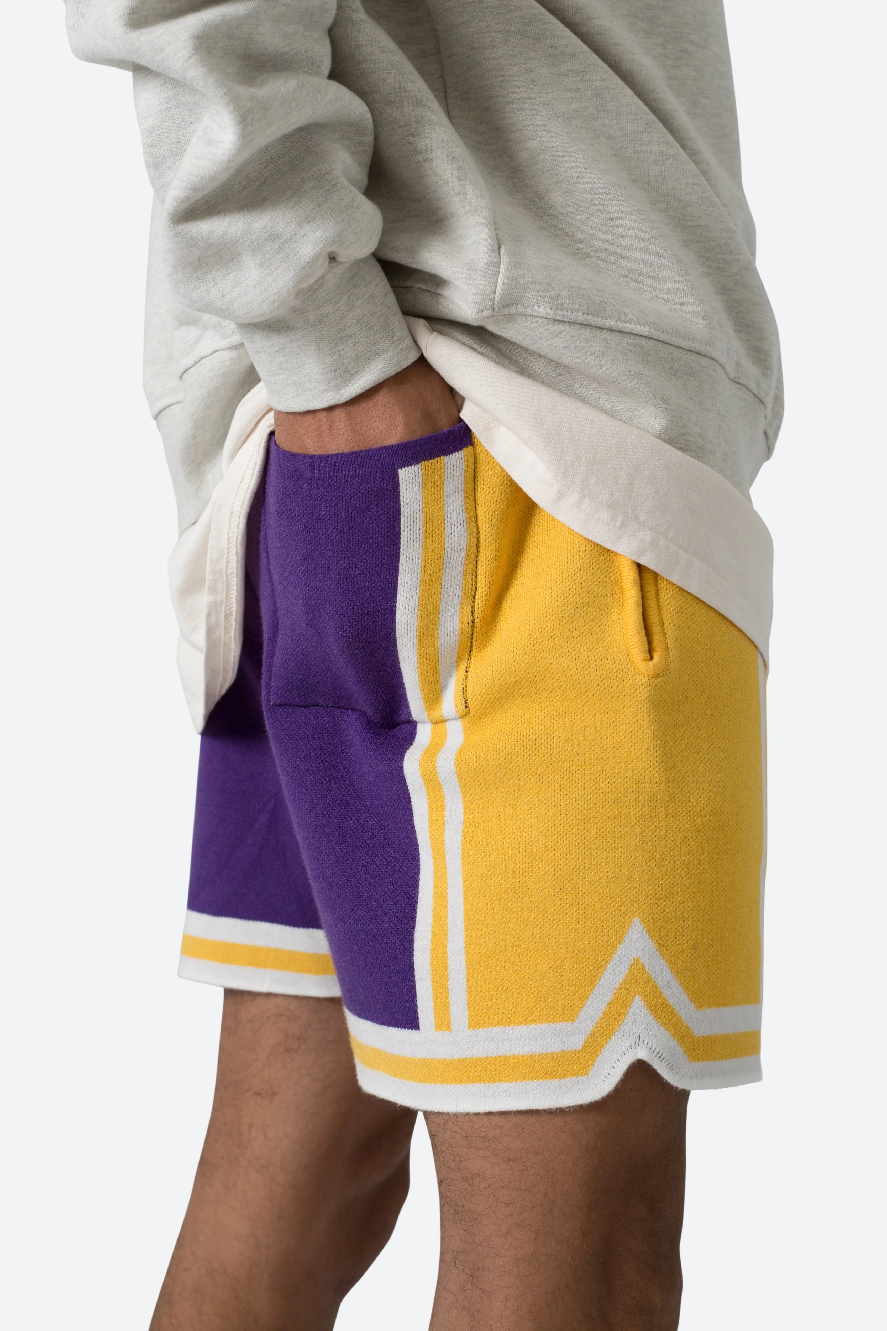 Knit Basketball Shorts - Purple/Yellow