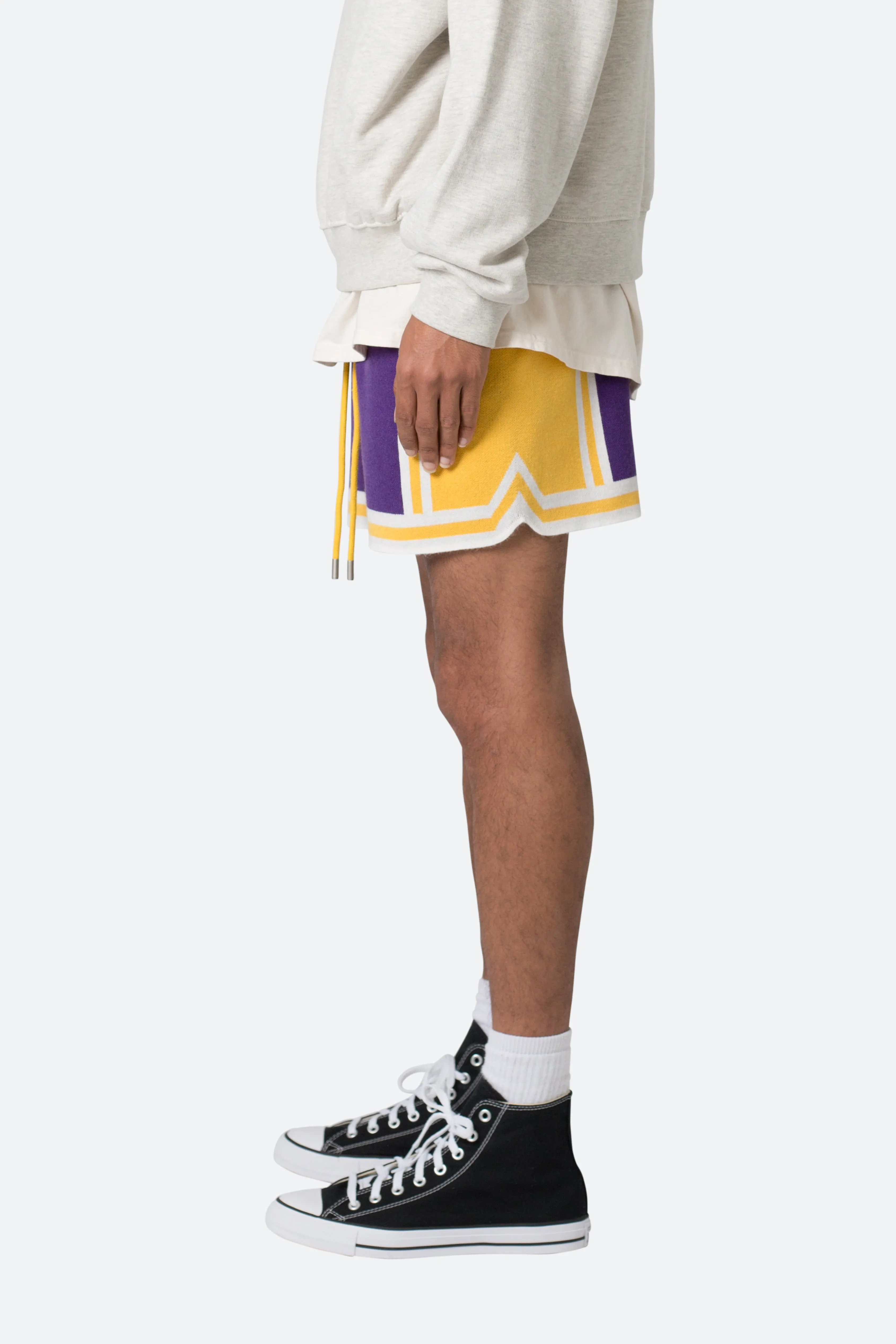 Knit Basketball Shorts - Purple/Yellow