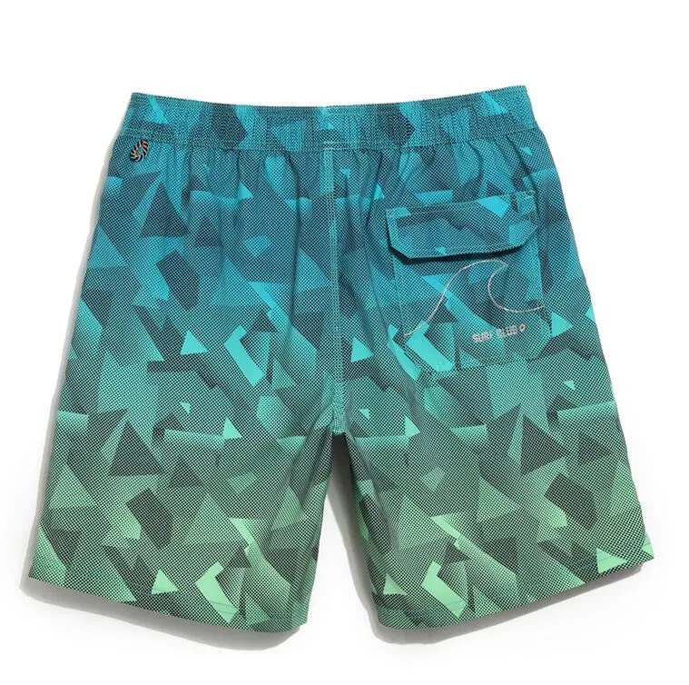 Men's Green Triangle Beach Board Shorts