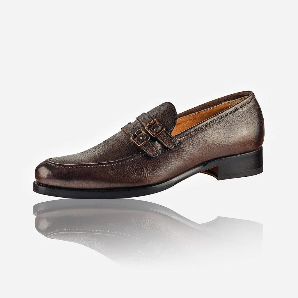 Men's Leather Monk Shoe, Brown