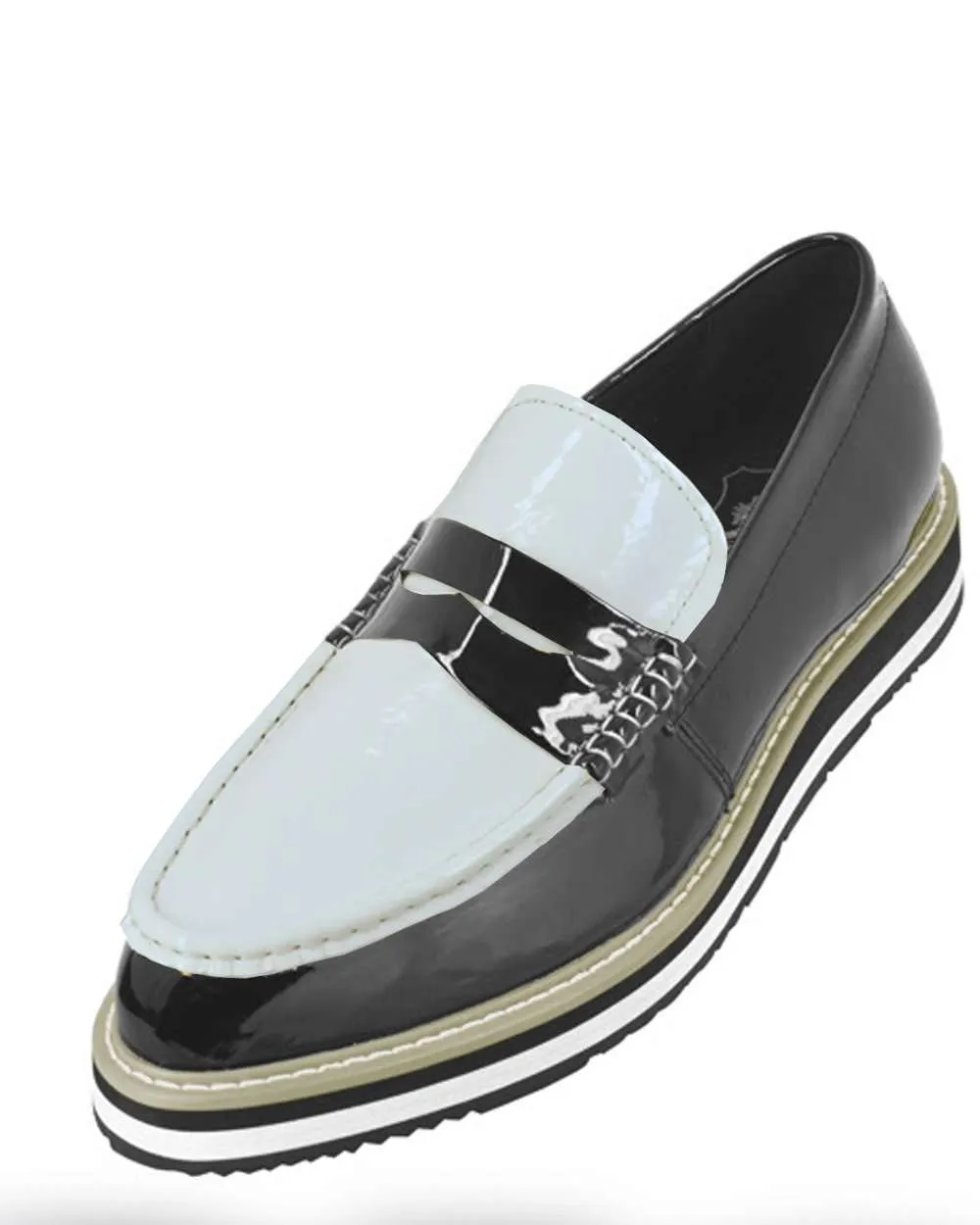 Men's Leather Shoes - Bahama Black and White - Fashion - Loafer