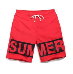 Men's Red Summer Print Beach Board Shorts