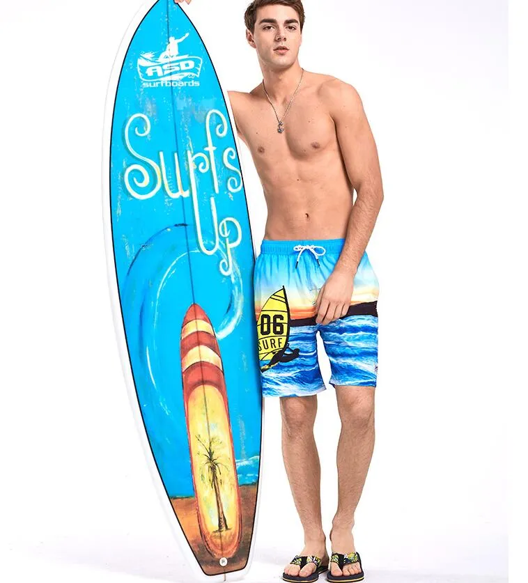 Men's Yellow Blue Beach Board Shorts