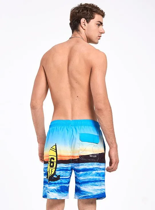 Men's Yellow Blue Beach Board Shorts