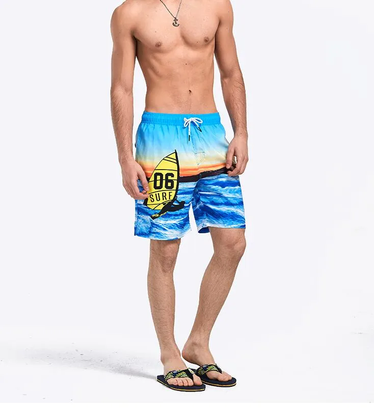 Men's Yellow Blue Beach Board Shorts