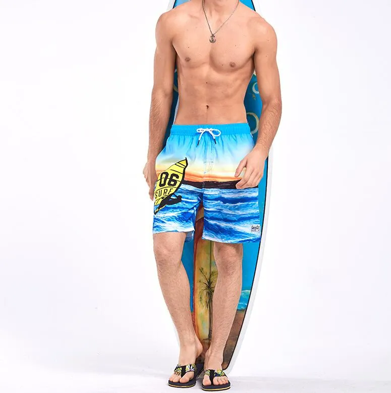 Men's Yellow Blue Beach Board Shorts