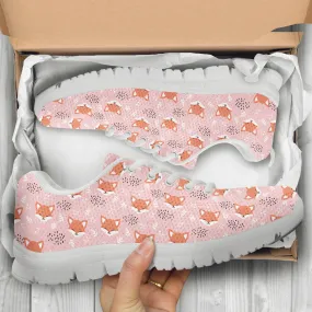 Pink Fox Shoes Fox Sneakers Running Shoes Fox Print Pattern Casual Shoes Fox Lover Gifts Clothing for Womens Mens Kids Adults