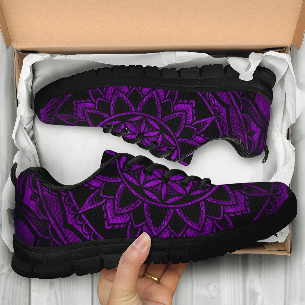 Purple Flower of Life Running Shoes