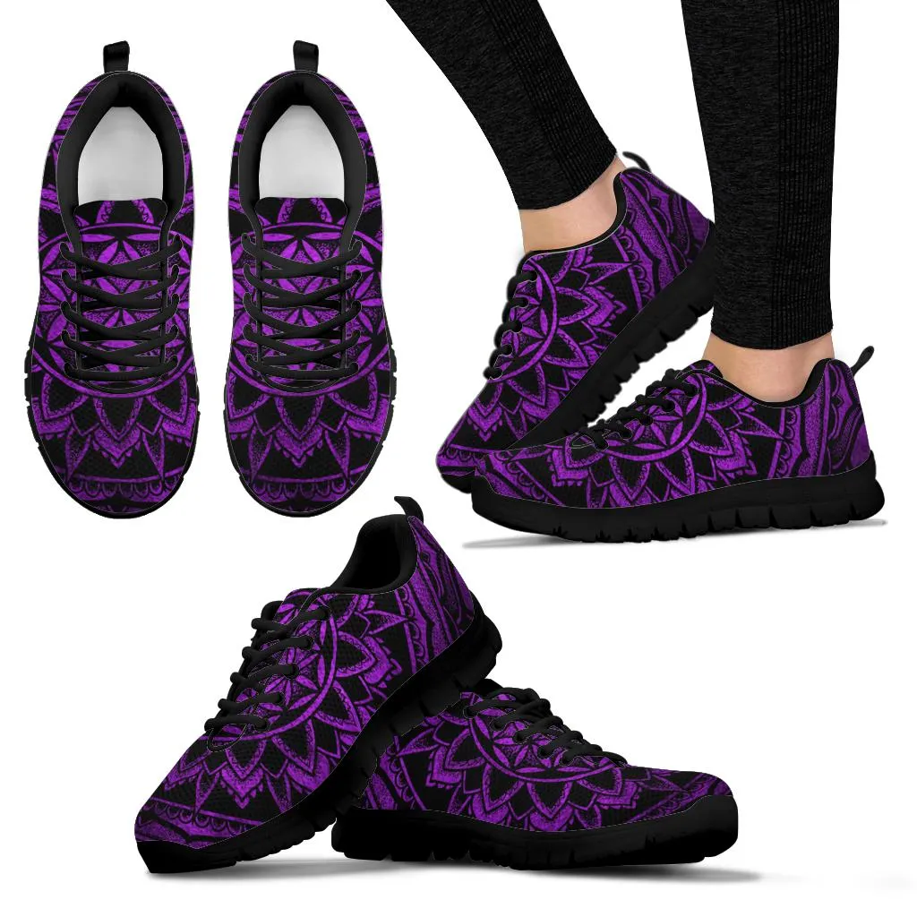 Purple Flower of Life Running Shoes