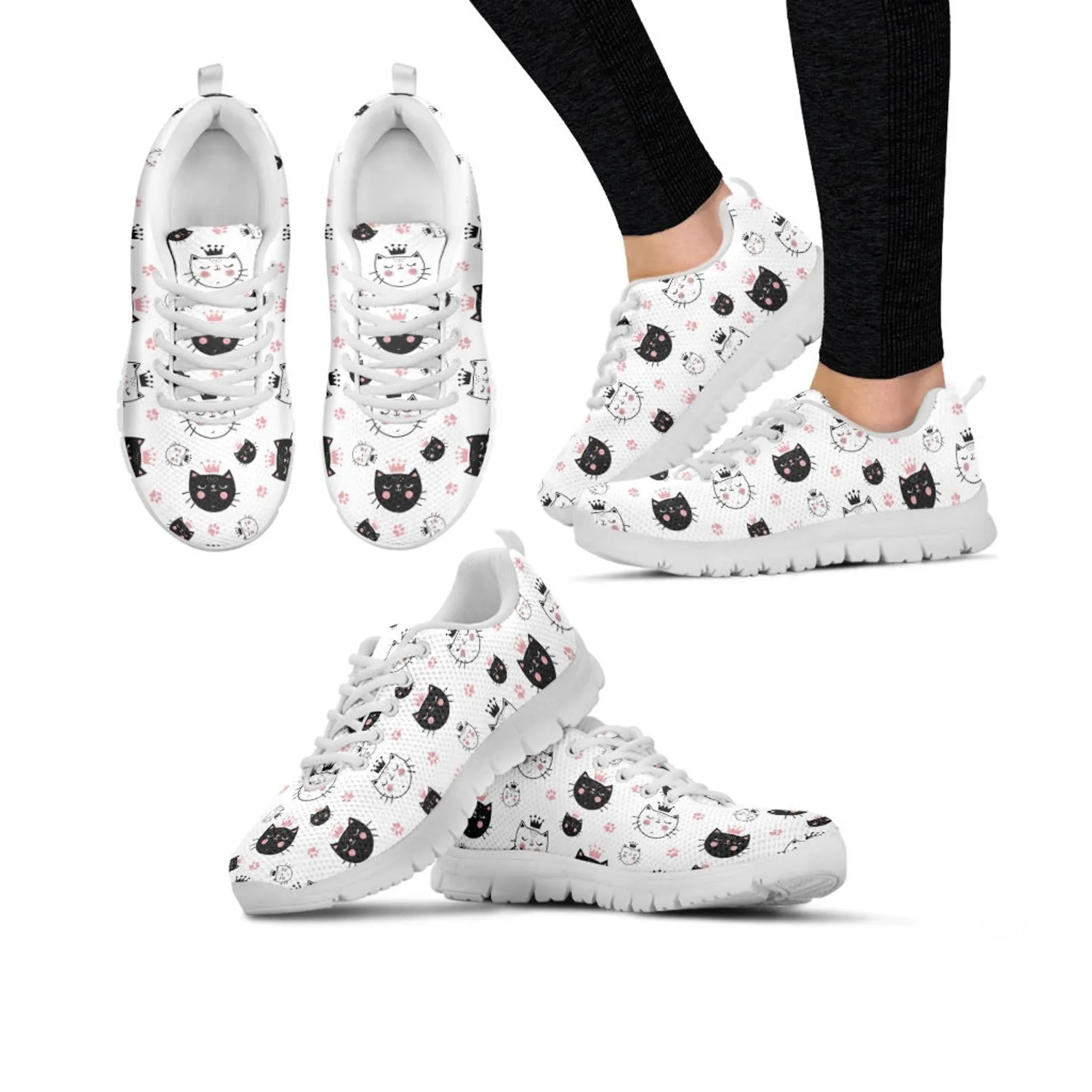 Queen Cat Shoes Cat Printed Sneakers Kitty Running Shoes Cat Owner Gifts Clothing for Womens Mens Kids Adults