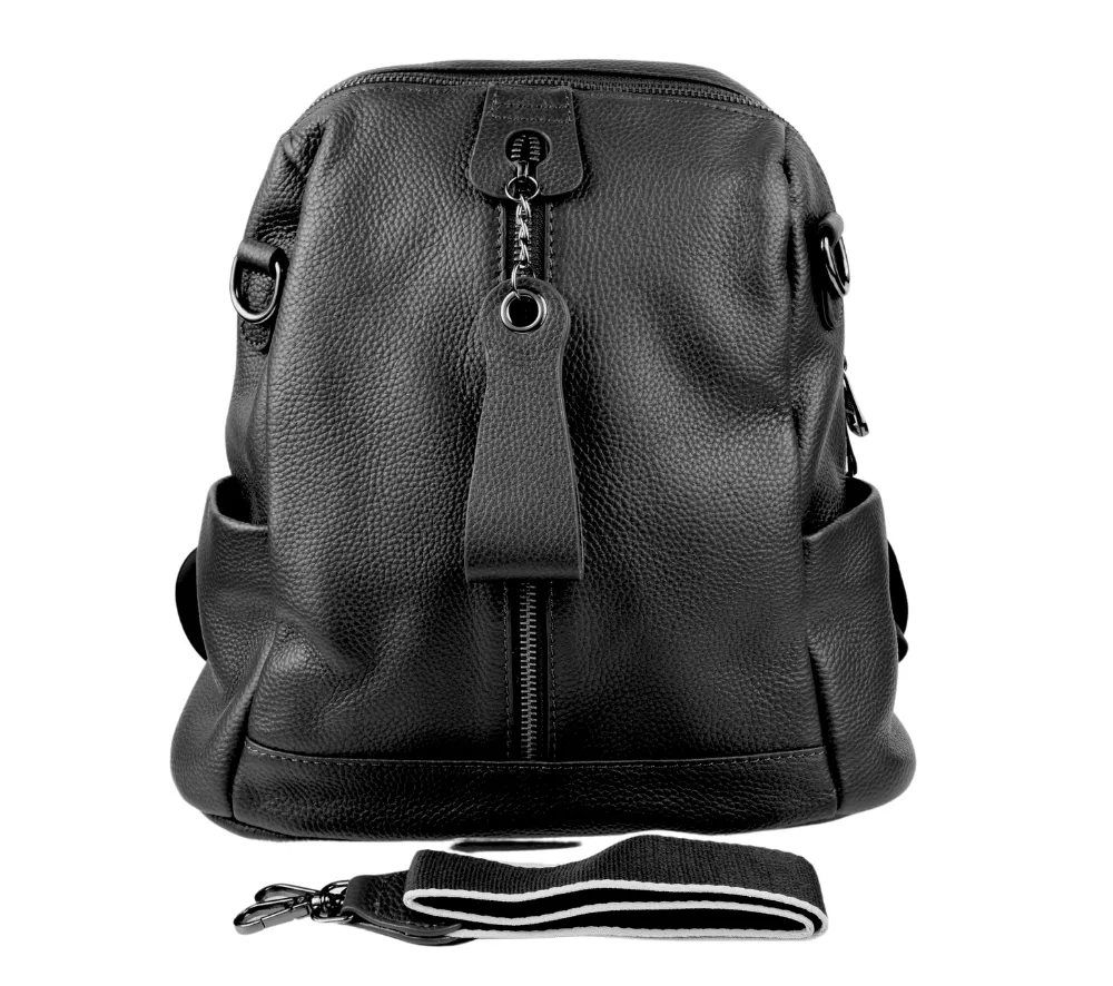 Rucsac casual, dama, ADA SHOES, 6666, negru, piele naturala