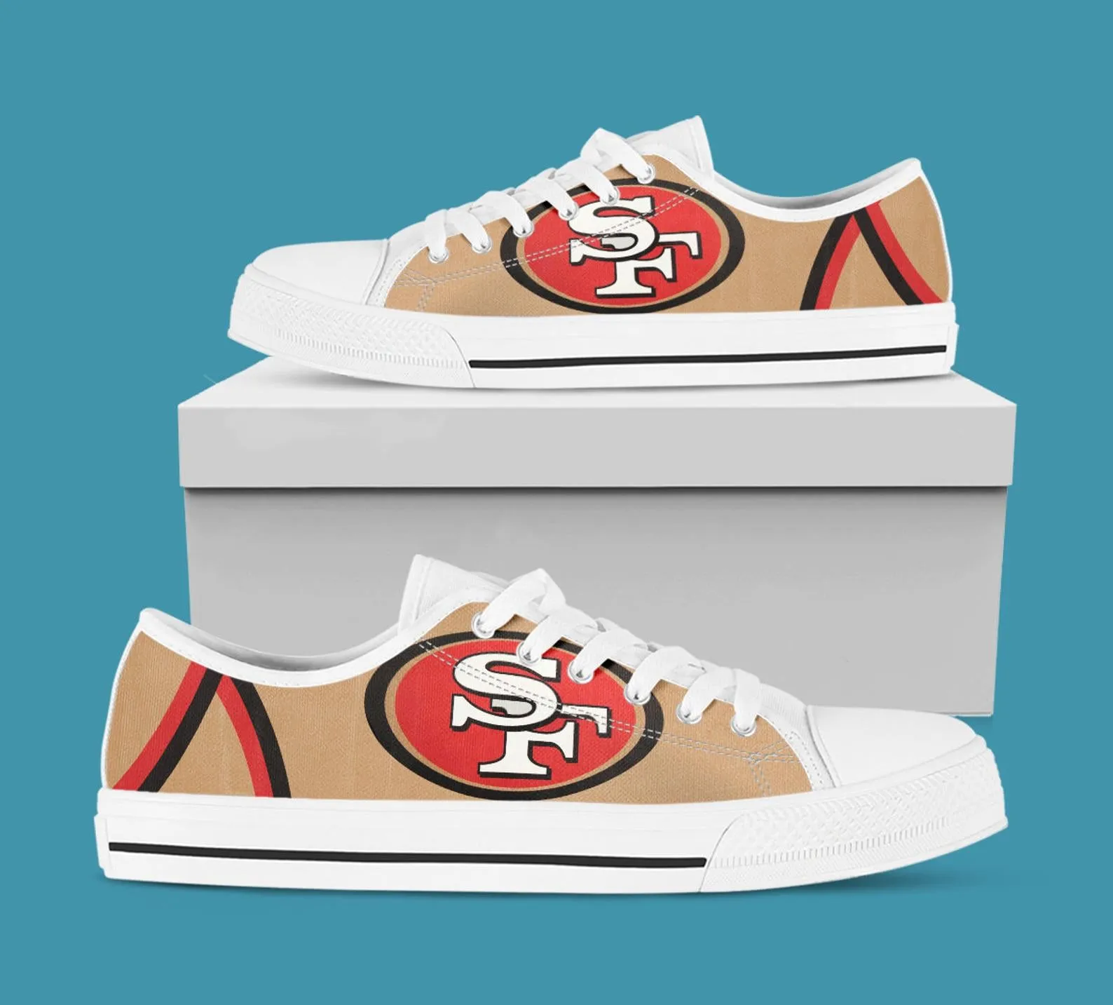 San Francisco 49ers Custom Lowtop, Football Custom Shoes, Sport Lowtop, Canvas Shoes, Canvas Lowtop, Unisex Shoes, Gift Birthday