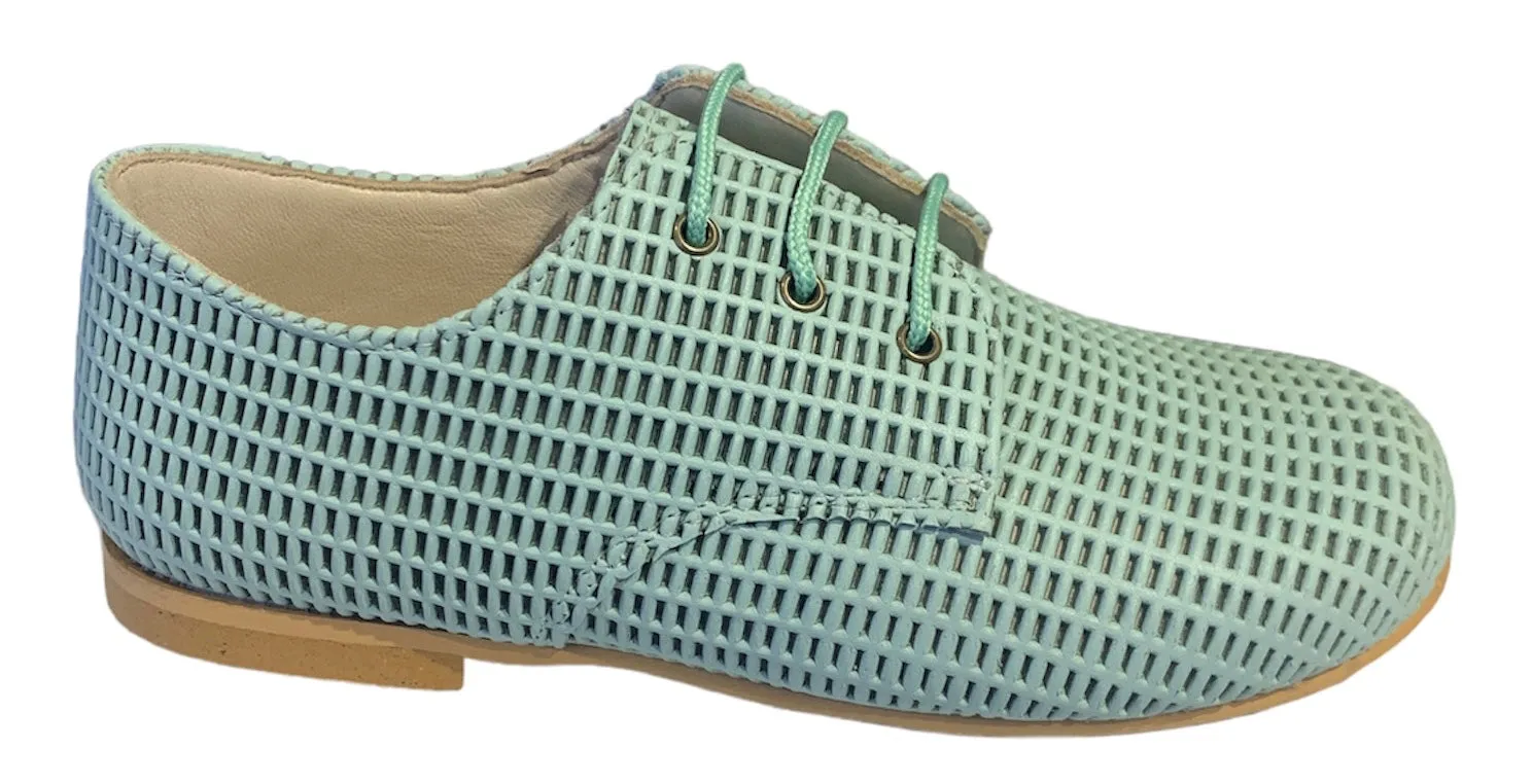 Shawn & Jeffery Aquamarine Textured Leather Oxford Dress Shoes