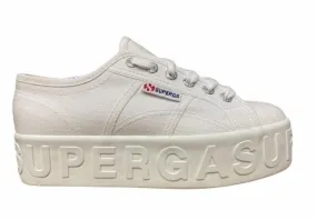 Superga wedge sneakers for women Lettering 3D 2790 S71183W 901 white