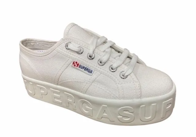 Superga wedge sneakers for women Lettering 3D 2790 S71183W 901 white