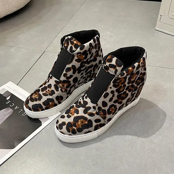 Women's Casual Leopard Wedge Platform Shoes 22786243S