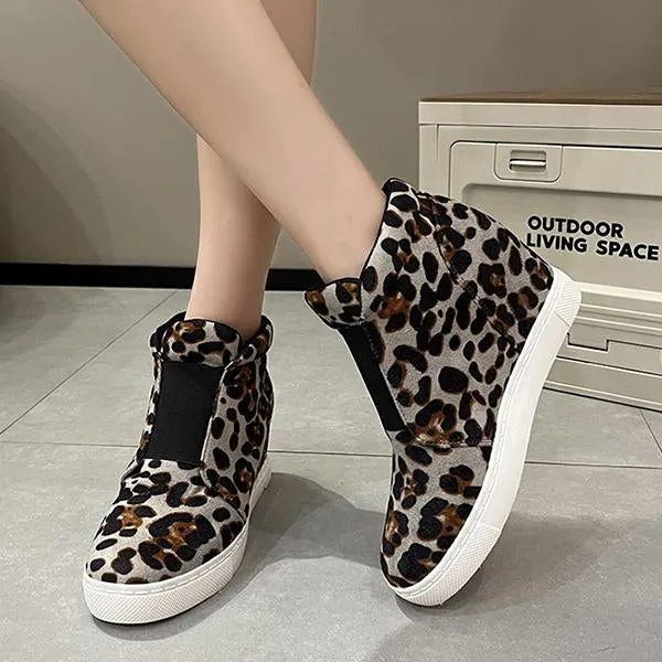 Women's Casual Leopard Wedge Platform Shoes 22786243S