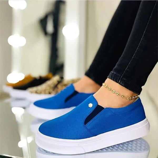 Women's Casual Round Toe Elastic Solid Color Flat Shoes 09638001S