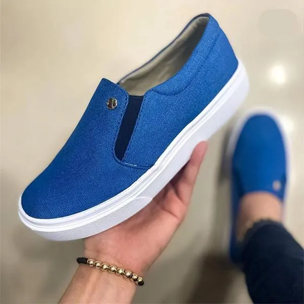 Women's Casual Round Toe Elastic Solid Color Flat Shoes 09638001S