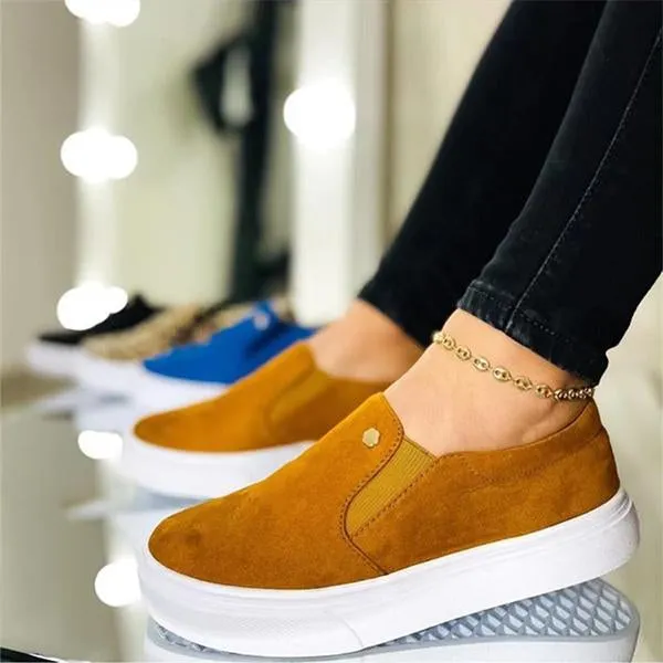 Women's Casual Round Toe Elastic Solid Color Flat Shoes 09638001S